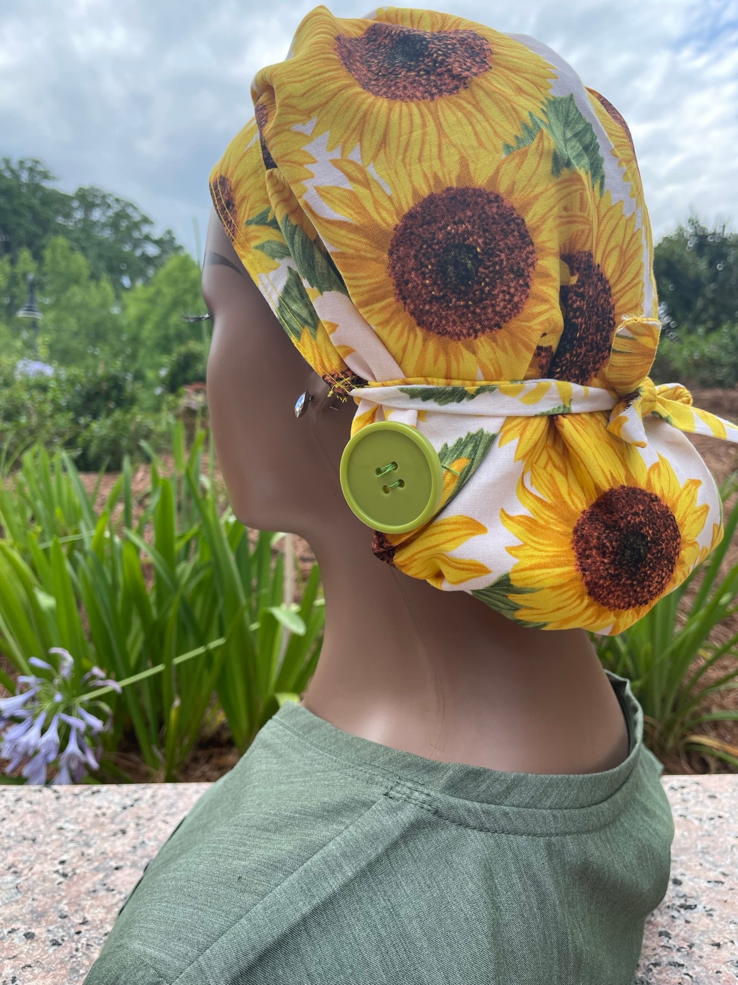 Sunflower Scrub Cap-Satin Lined