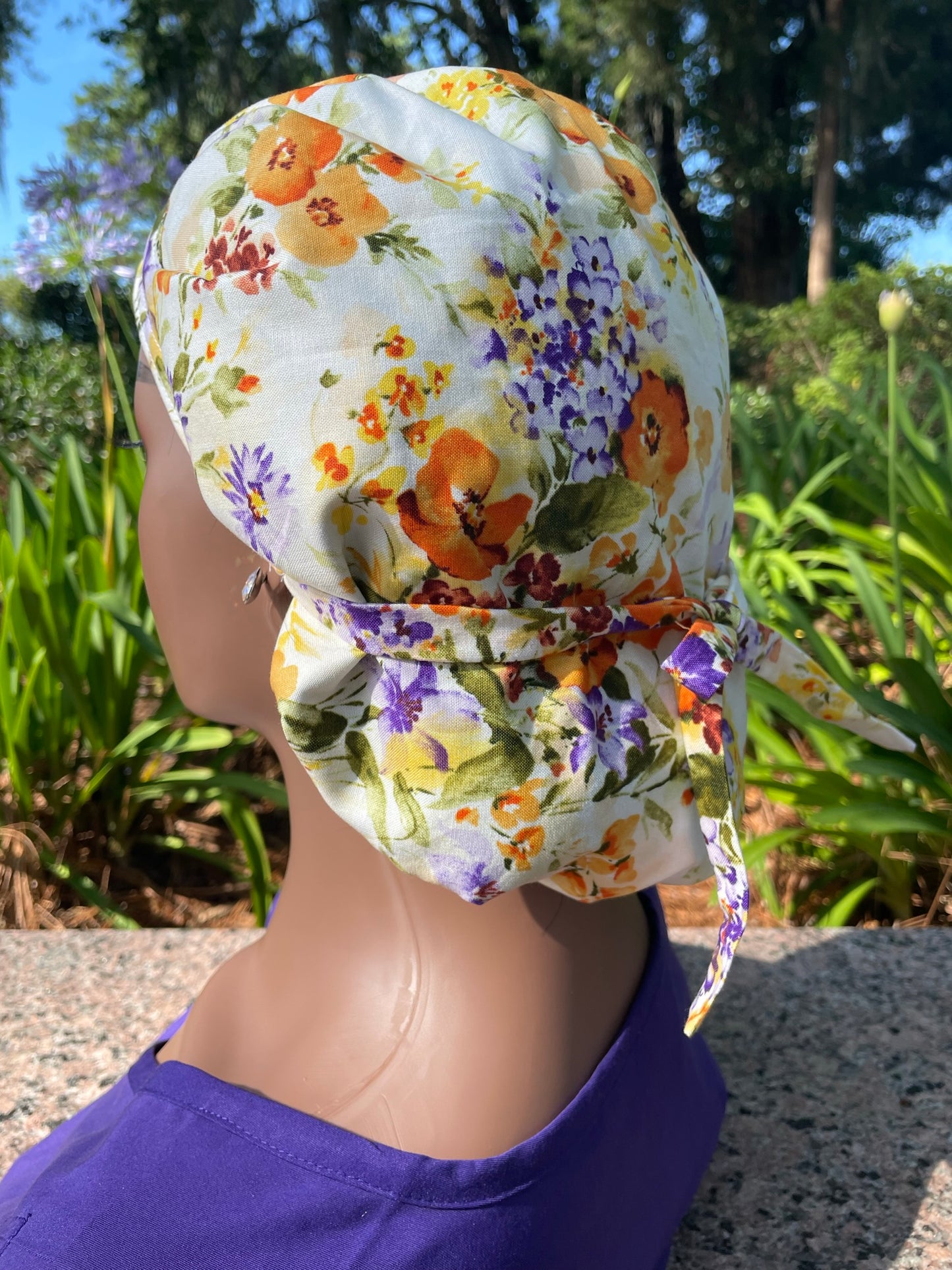 Floral Scrub Cap- Satin Lined