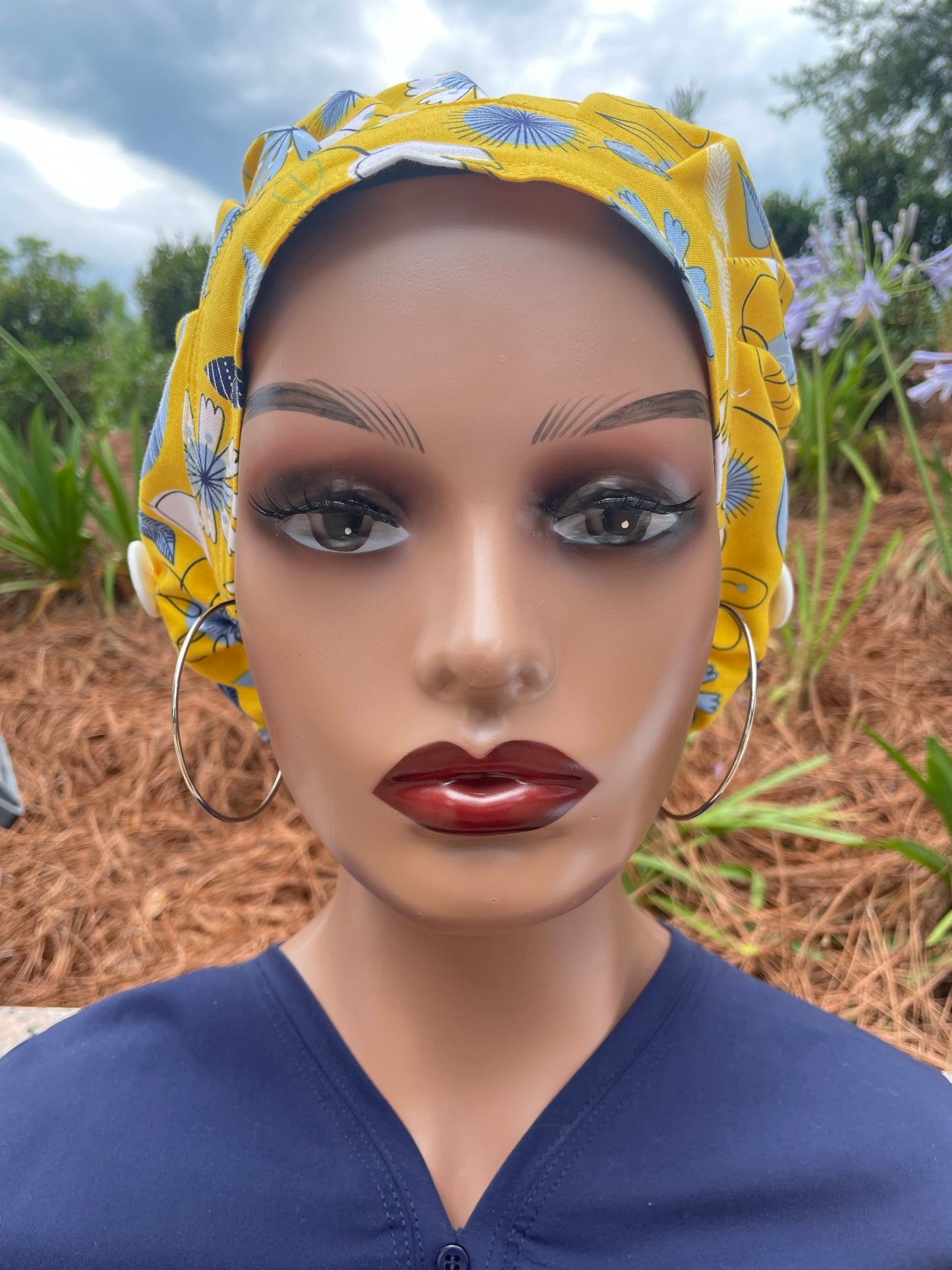 Floral Scrub Cap-Satin Lined