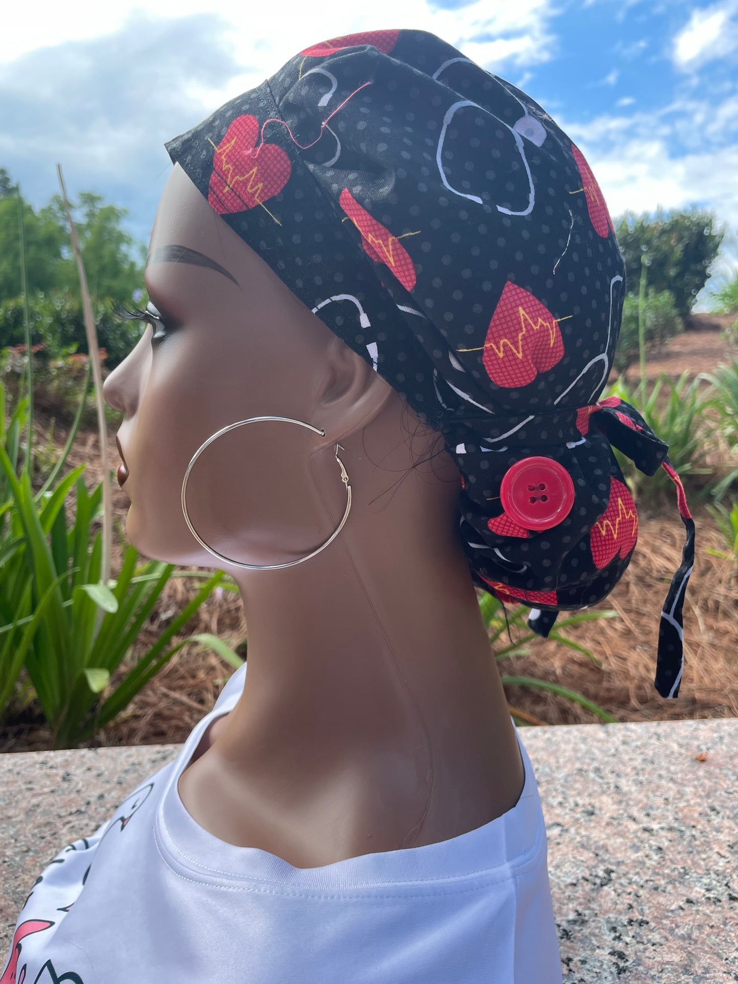 EKG Scrub Cap-Satin-Lined