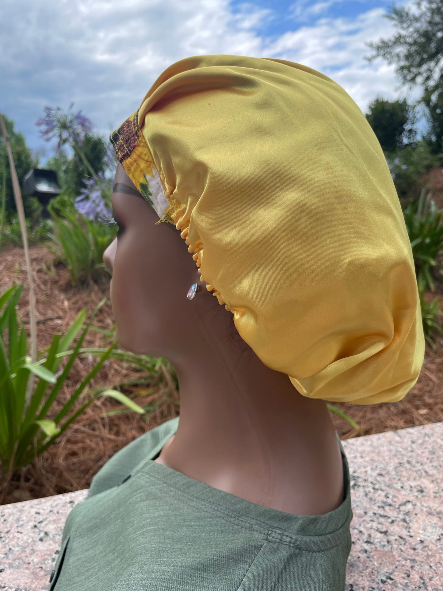Sunflower Scrub Cap-Satin Lined