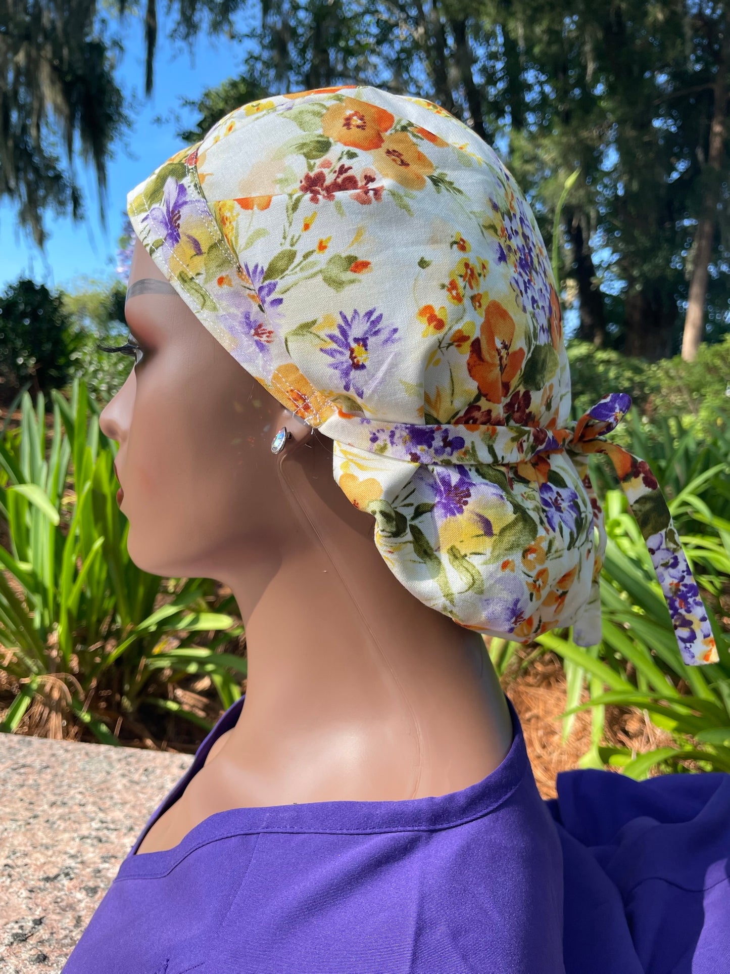 Floral Scrub Cap- Satin Lined