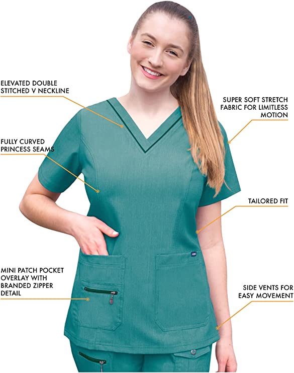 ADAR Pro Women's Tailored V Neck Scrub Top (P4212)