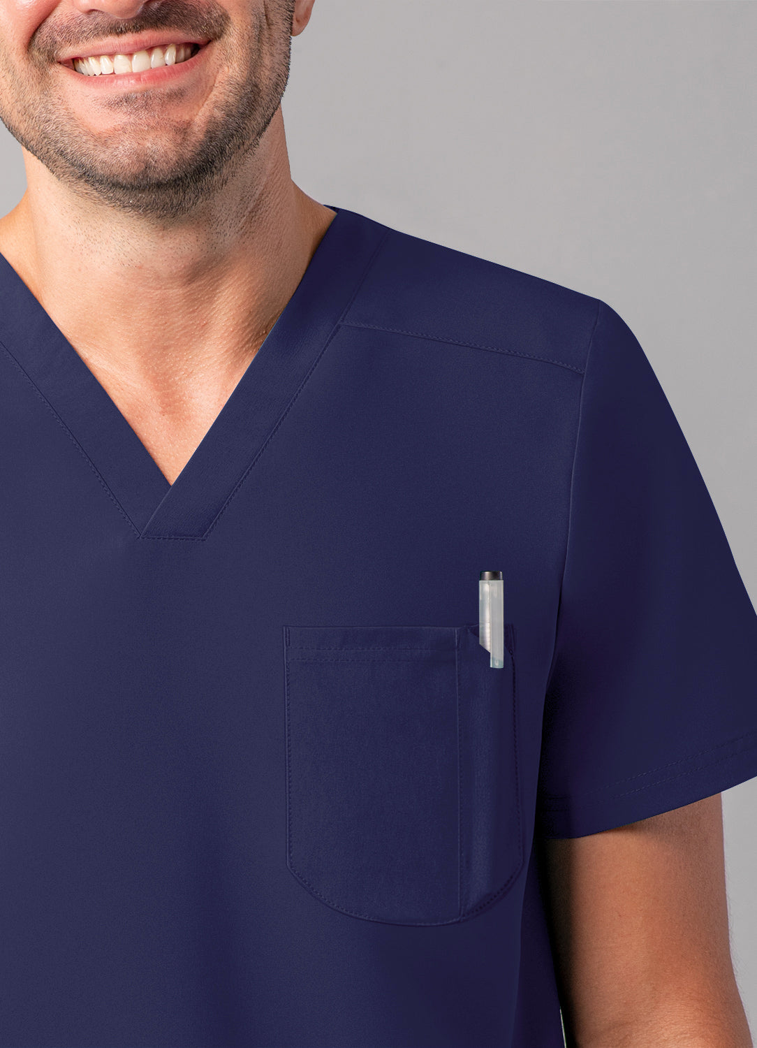 ADAR Addition Men's Modern Multi-pocket V-Neck Scrub Top (A6010)