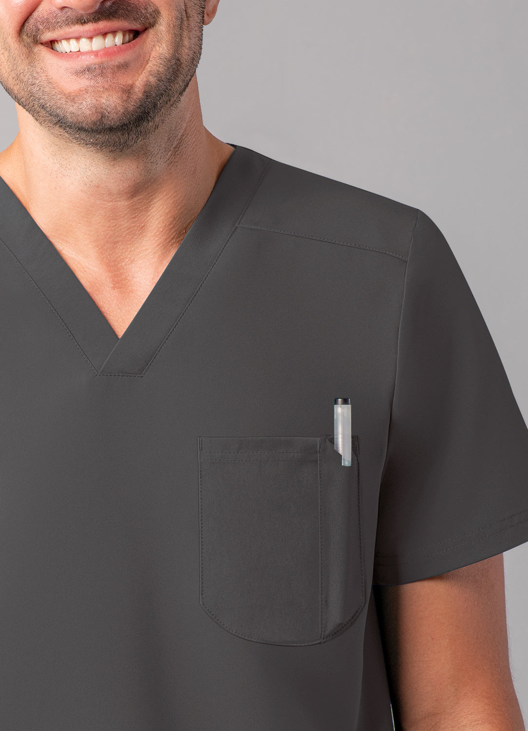 ADAR Addition Men's Modern Multi-pocket V-Neck Scrub Top (A6010)