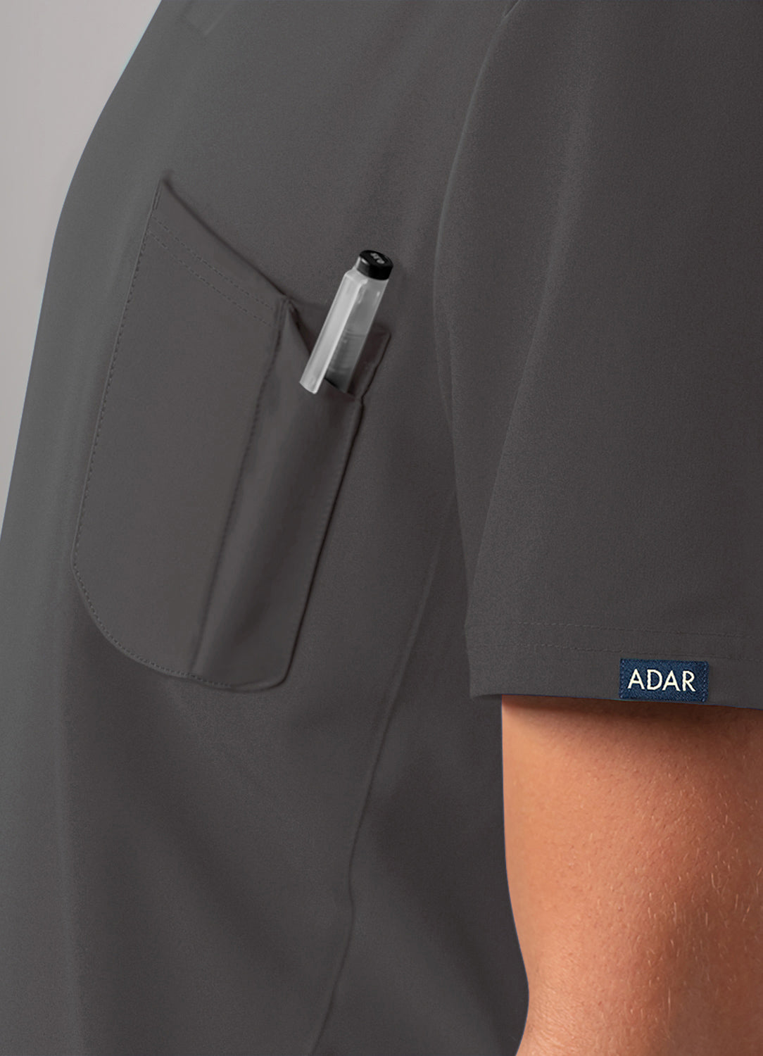 ADAR Addition Men's Modern Multi-pocket V-Neck Scrub Top (A6010)