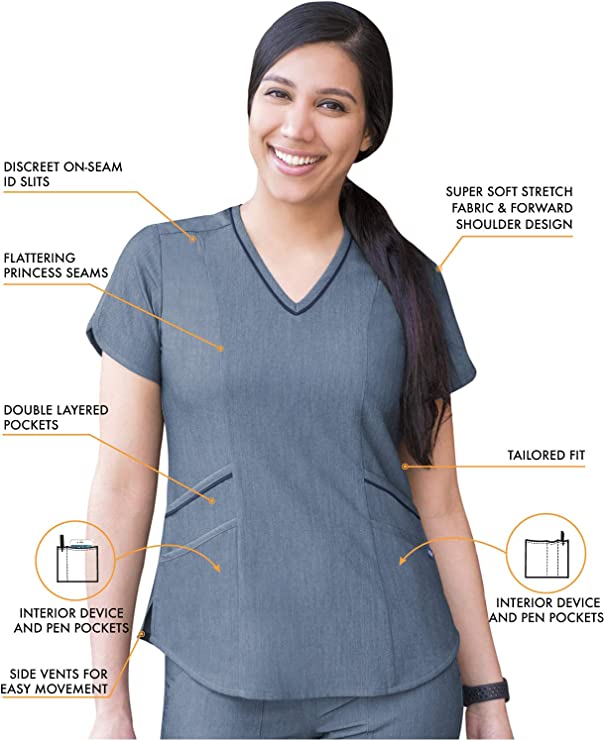 ADAR Pro Women's Tailored V Neck Scrub Top (P7002)
