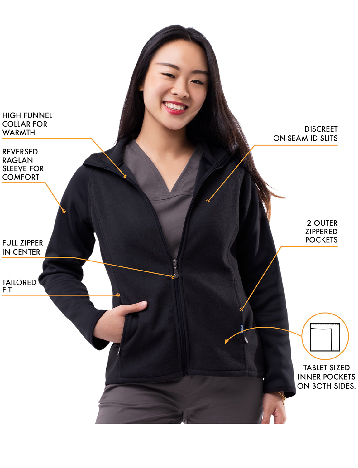ADAR Pro Womens Performance Full Zip Bonded Fleece Jacket (P7202)