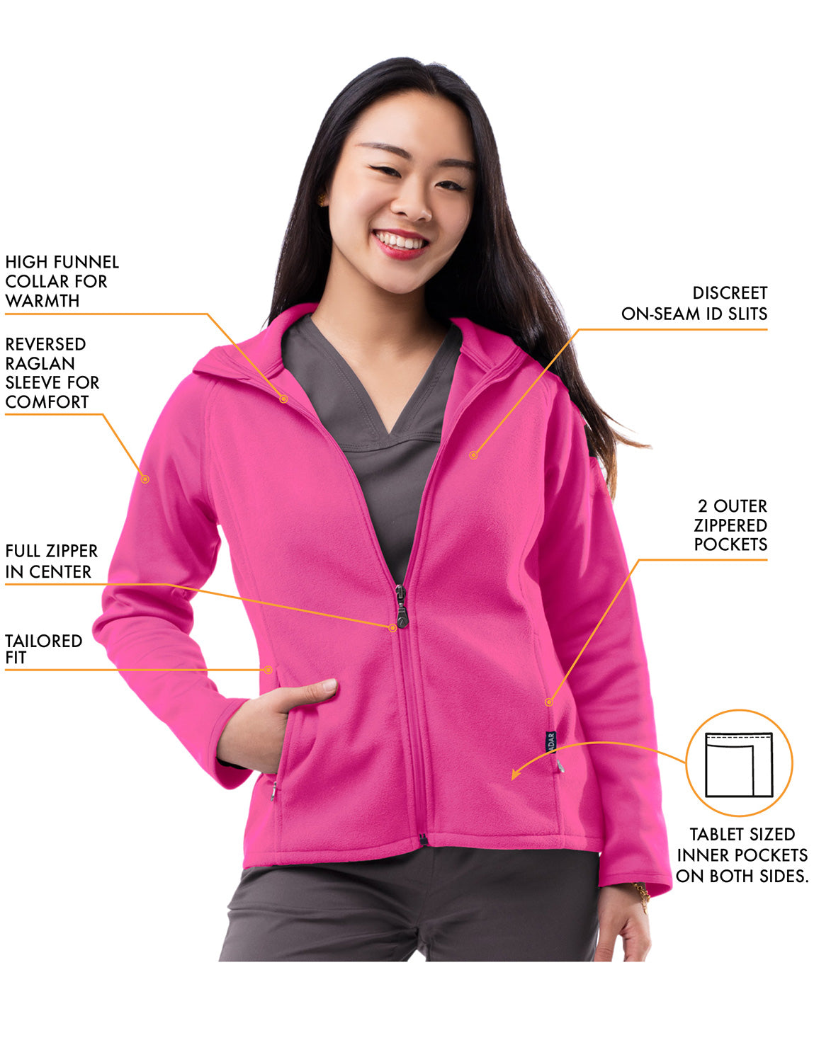 ADAR Pro Womens Performance Full Zip Bonded Fleece Jacket (P7202)