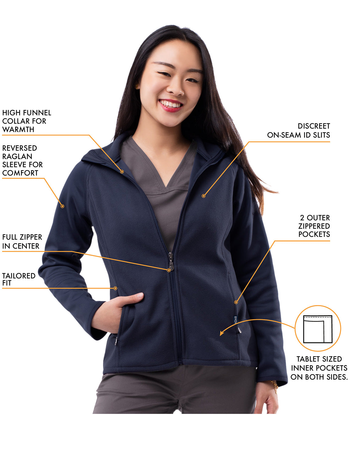 ADAR Pro Womens Performance Full Zip Bonded Fleece Jacket (P7202)