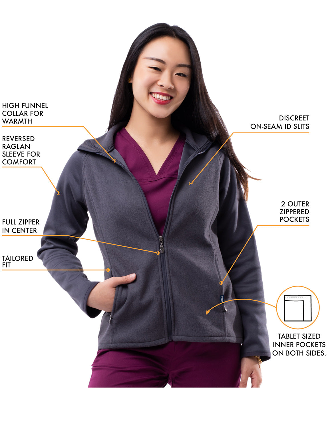 ADAR Pro Womens Performance Full Zip Bonded Fleece Jacket (P7202)