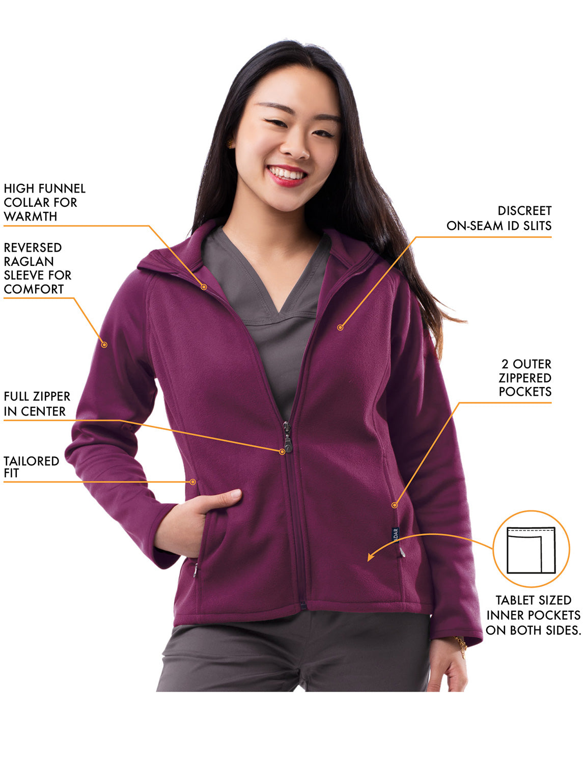 ADAR Pro Womens Performance Full Zip Bonded Fleece Jacket (P7202)
