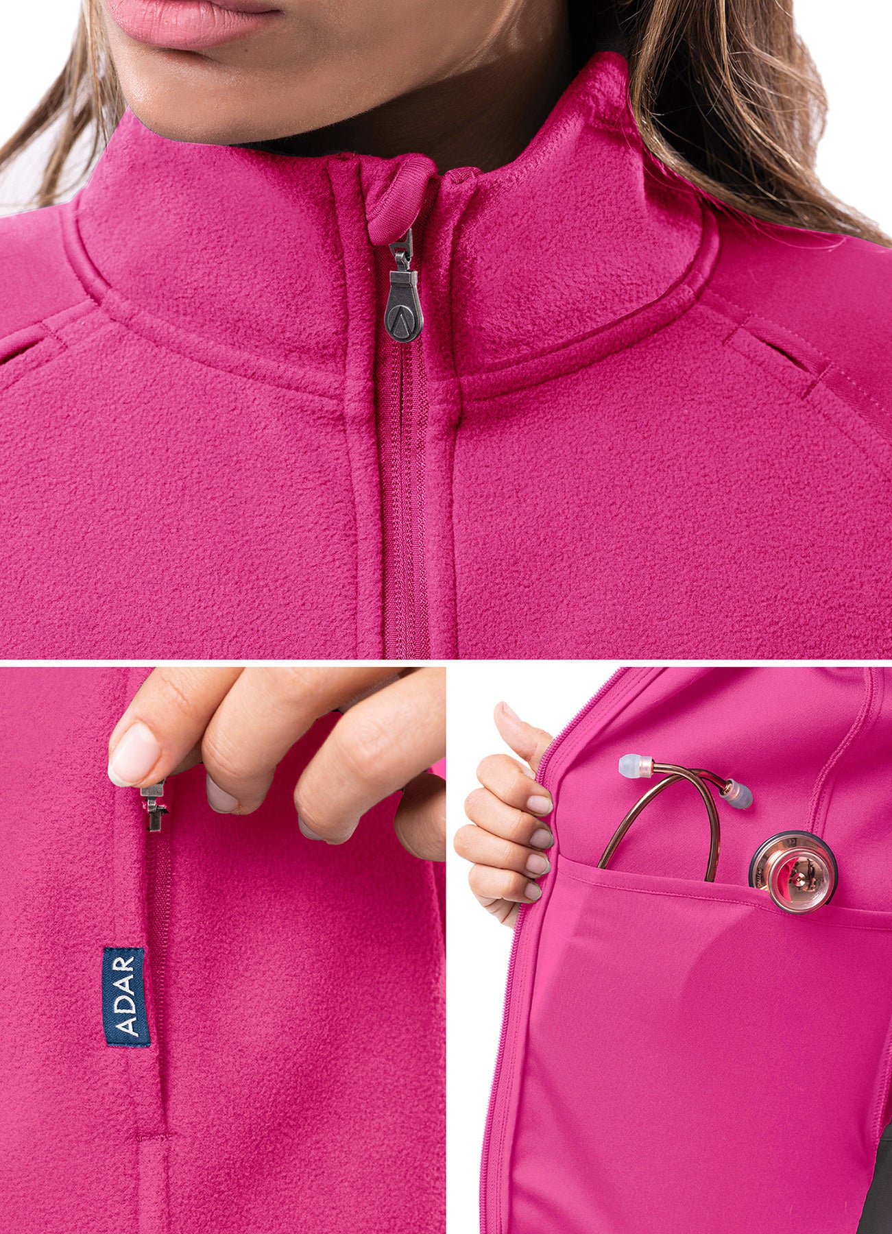 ADAR Pro Womens Performance Full Zip Bonded Fleece Jacket (P7202)