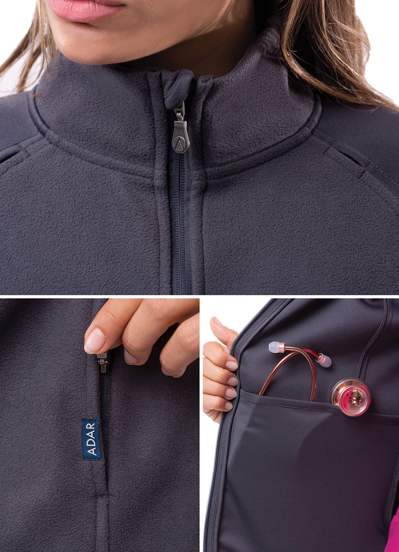 ADAR Pro Womens Performance Full Zip Bonded Fleece Jacket (P7202)
