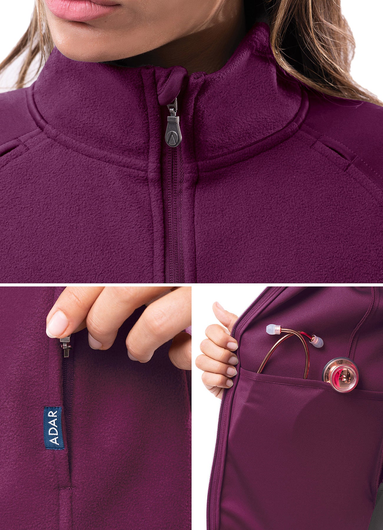 ADAR Pro Womens Performance Full Zip Bonded Fleece Jacket (P7202)
