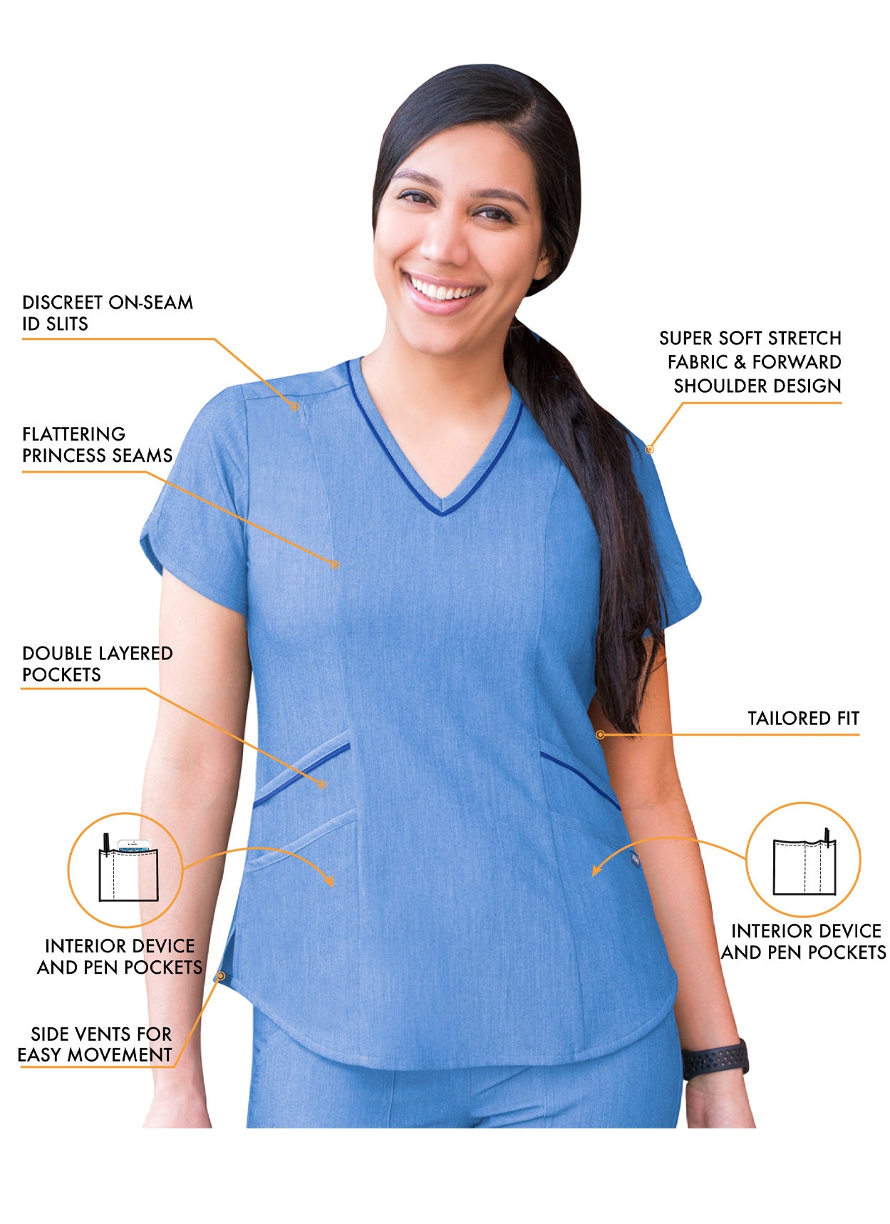 ADAR Pro Women's Tailored V Neck Scrub Top (P7002)