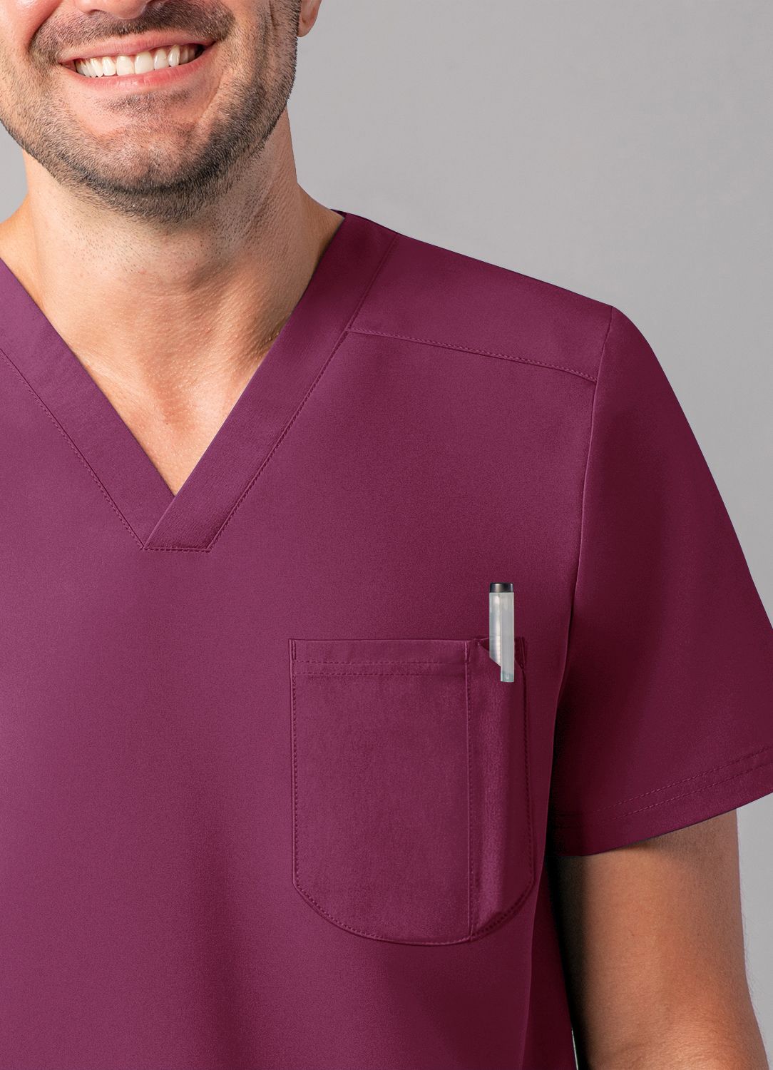 ADAR Addition Men's Modern Multi-pocket V-Neck Scrub Top (A6010)