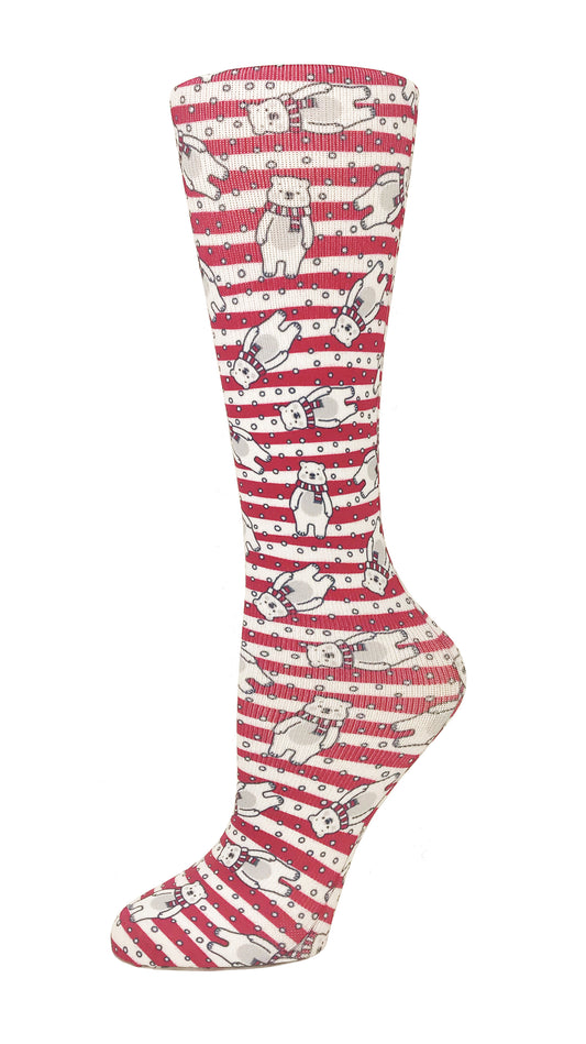 Striped Polar Bears - Compression Socks