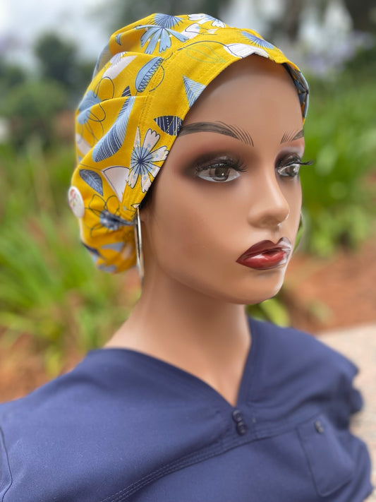 Floral Scrub Cap-Satin Lined