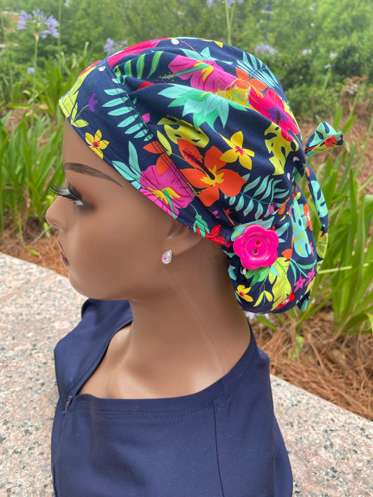 Tropical Scrub Cap-Satin Lined