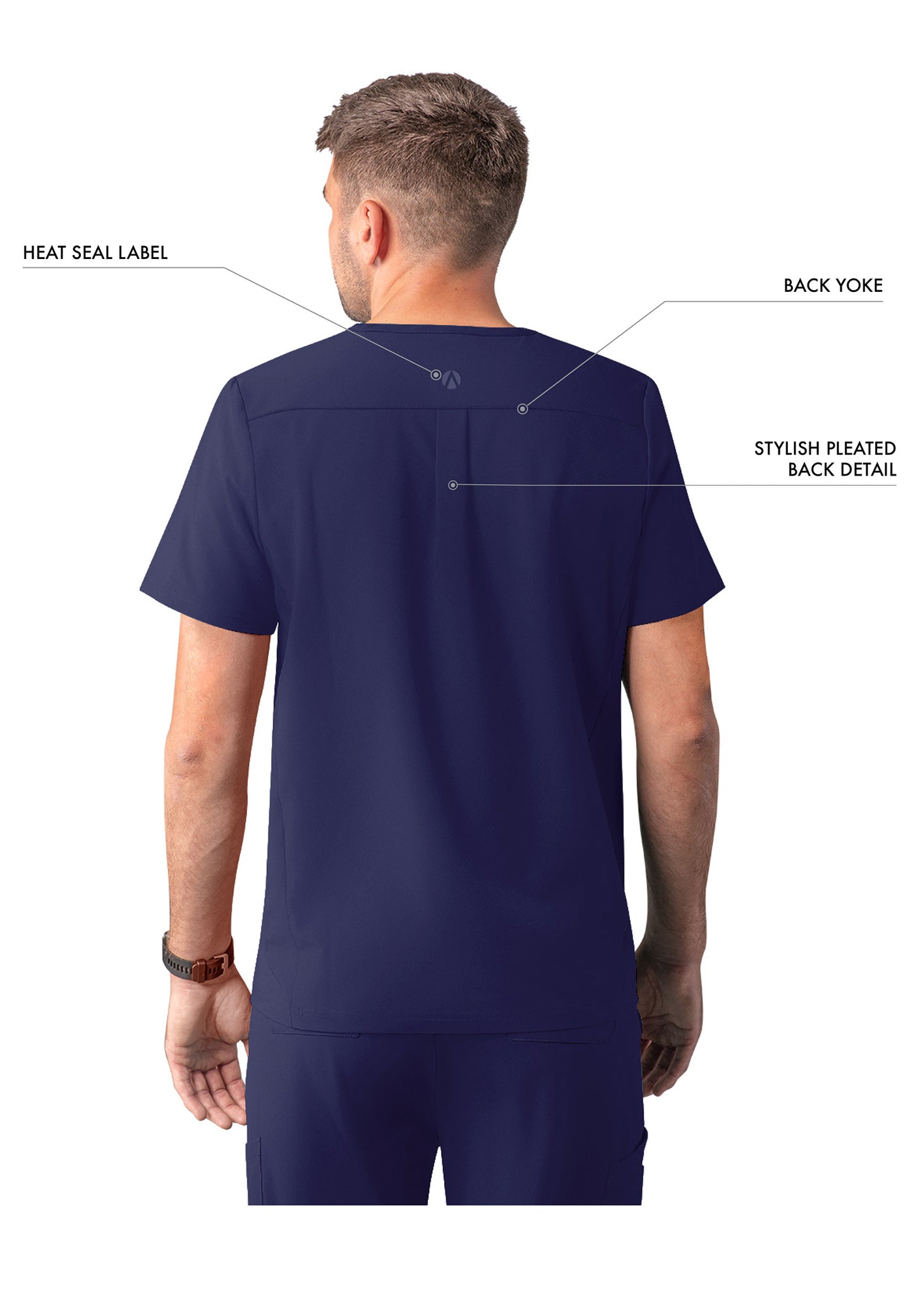 ADAR Addition Men's Modern Multi-pocket V-Neck Scrub Top (A6010)