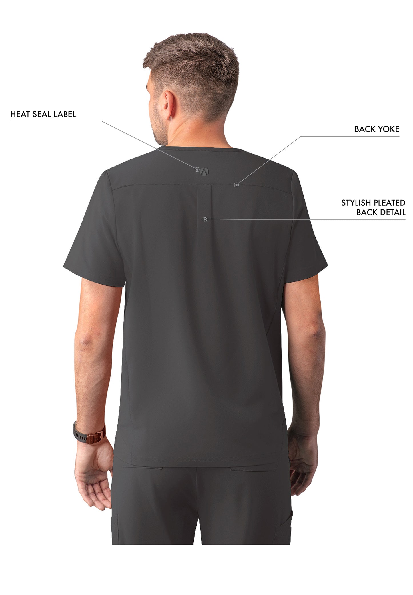 ADAR Addition Men's Modern Multi-pocket V-Neck Scrub Top (A6010)