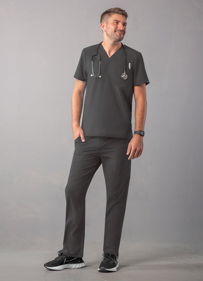 ADAR Addition Men's Modern Multi-pocket V-Neck Scrub Top (A6010)