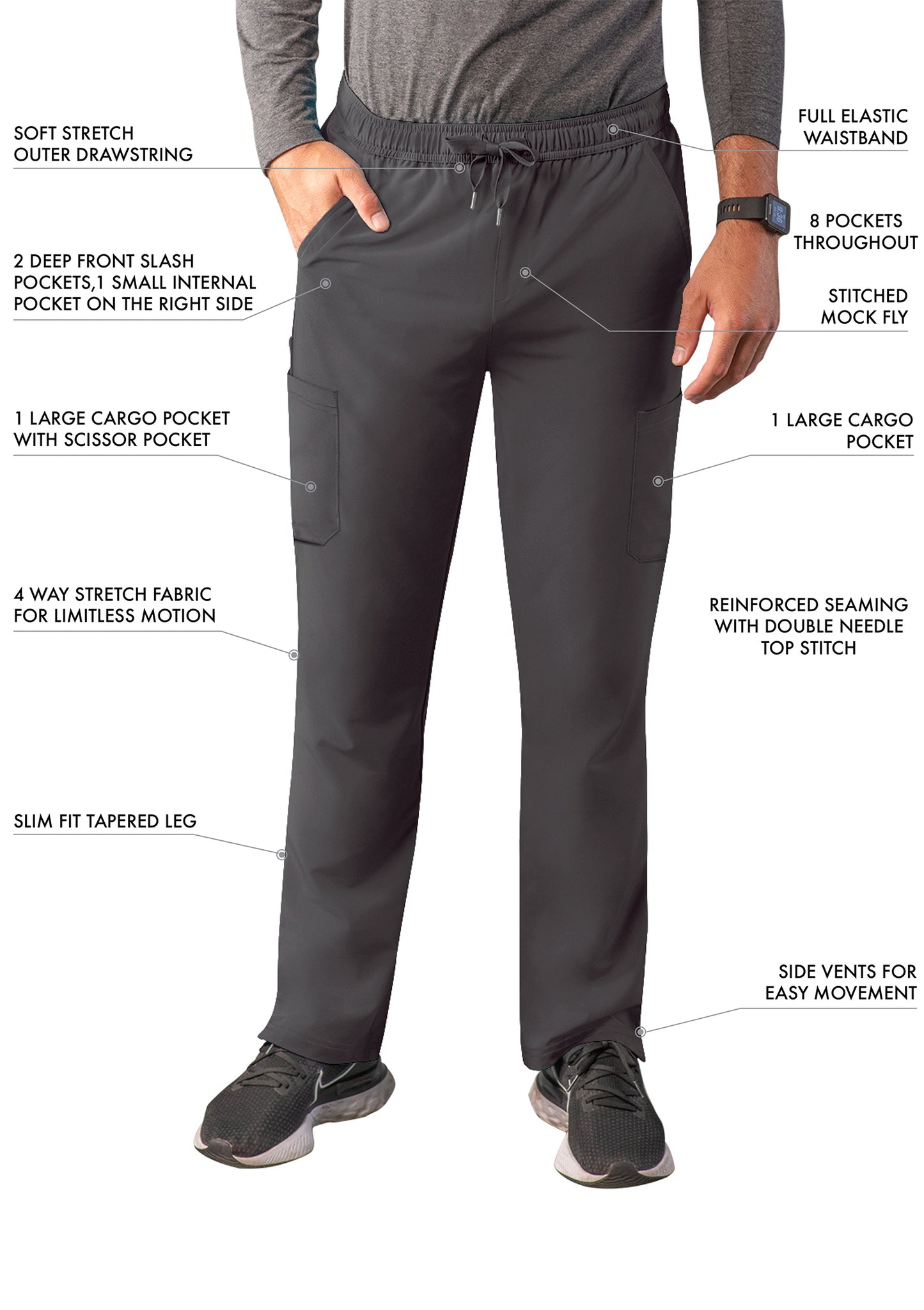 ADAR Addition Men's Slim Leg Cargo Drawstring Pant (A6106)
