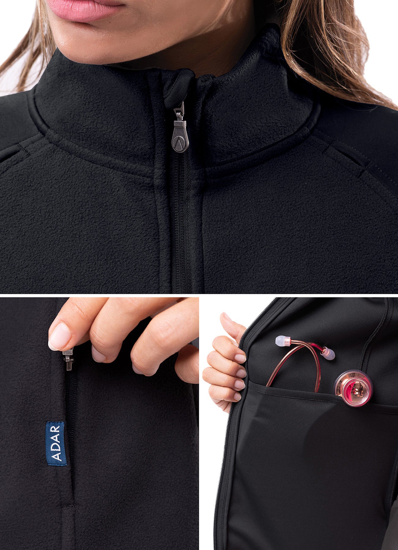 ADAR Pro Womens Performance Full Zip Bonded Fleece Jacket (P7202