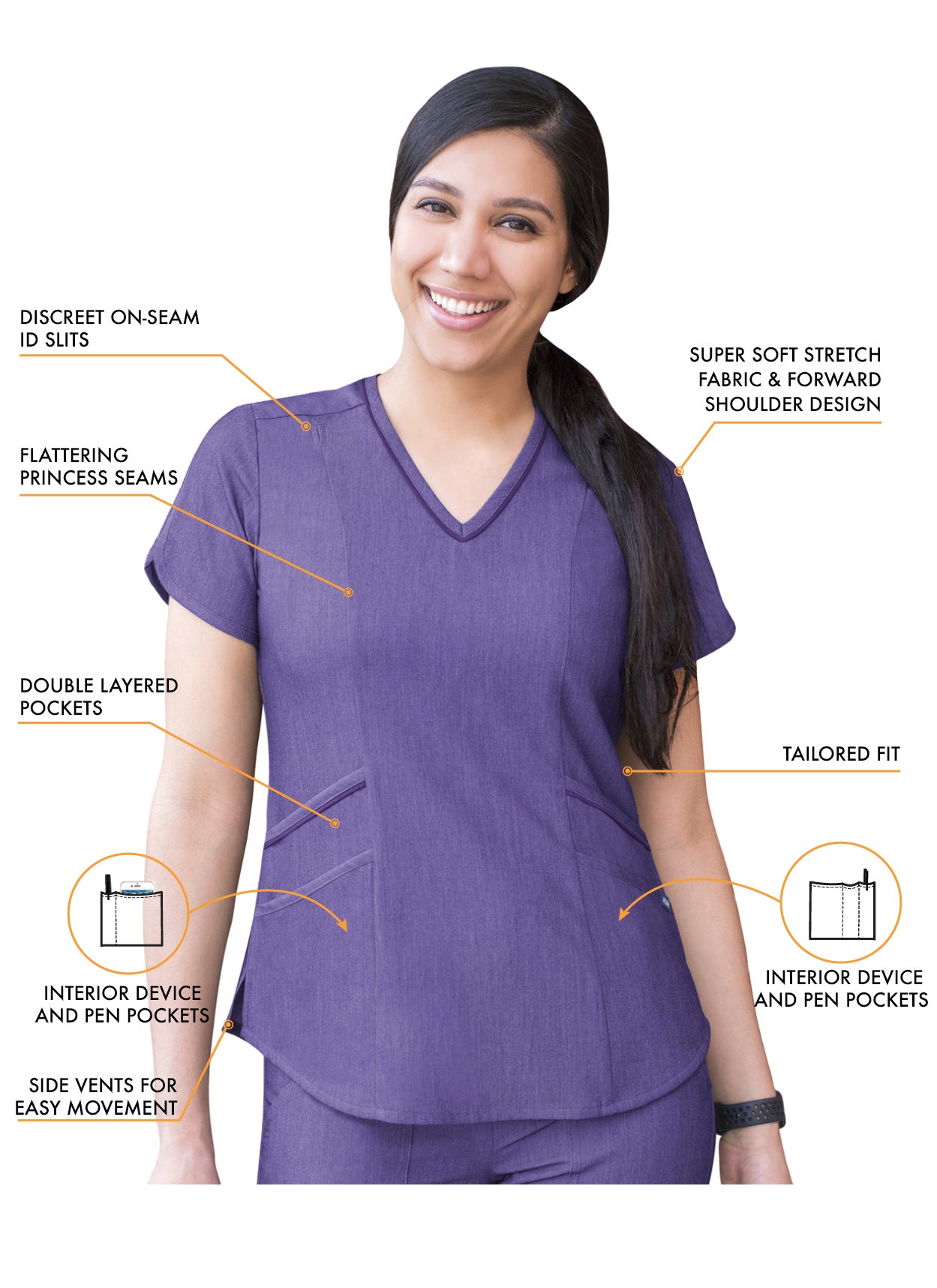 ADAR Pro Women's Tailored V Neck Scrub Top (P7002)