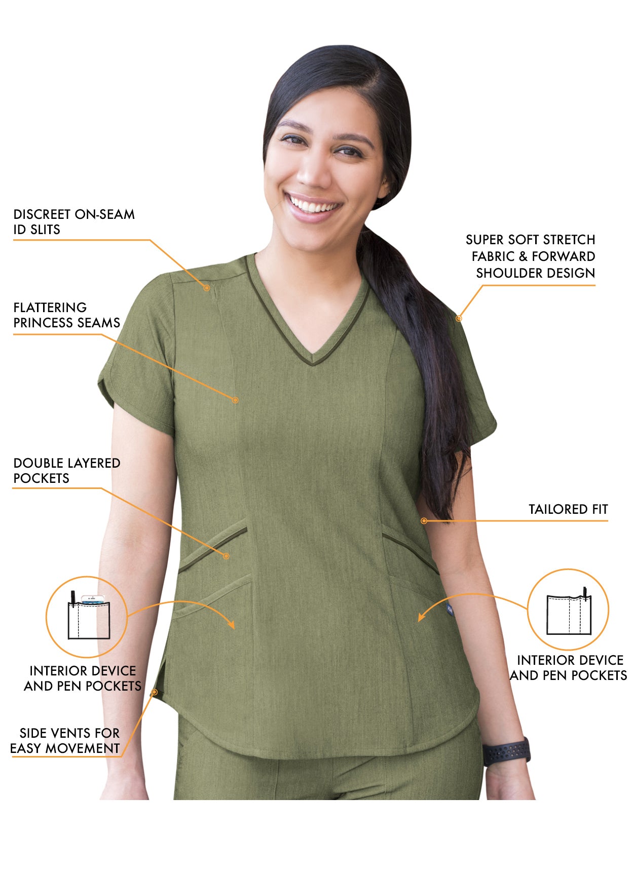 ADAR Pro Women's Tailored V Neck Scrub Top (P7002)