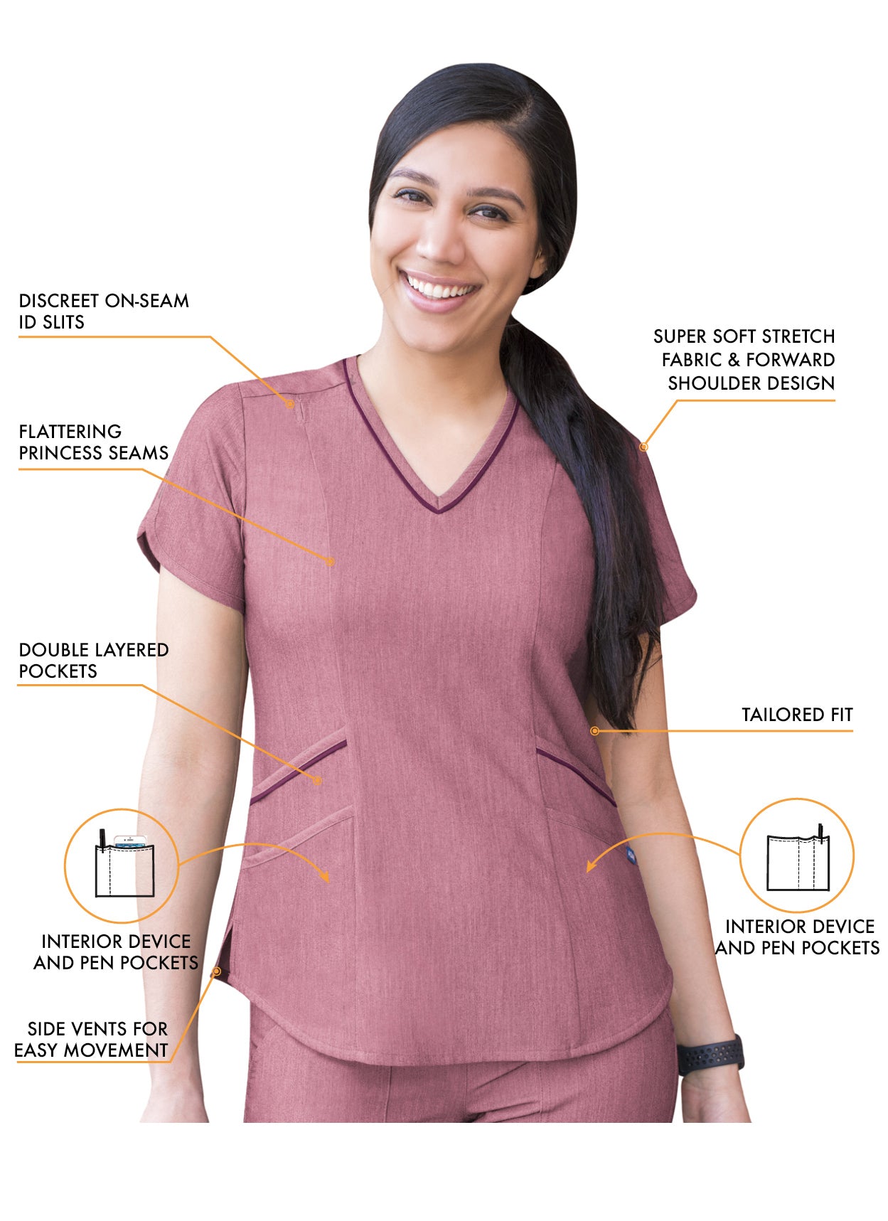 ADAR Pro Women's Tailored V Neck Scrub Top (P7002)