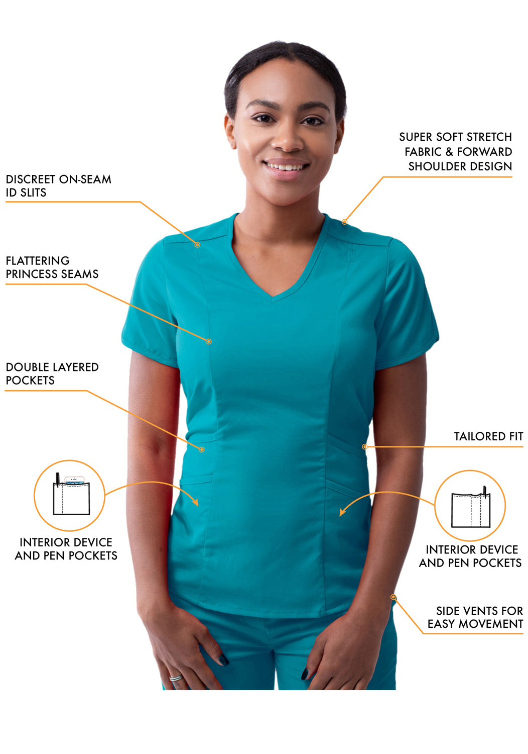ADAR Pro Women's Modern V-Neck Scrub Top (P7002)